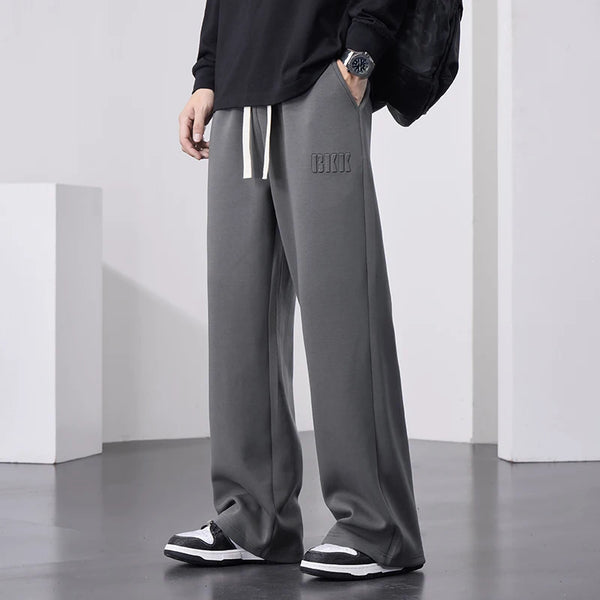 Mens Baggy Cotton Sweatpants Wide Straight Leg Big Size Pants