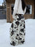 Cow Print Barrel Jeans Women Fleece Lined Wide Leg Low Rise Pants