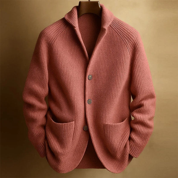 Mens Vintage Knit Cardigan Sweater Jacket Slim Fit Collared 2026