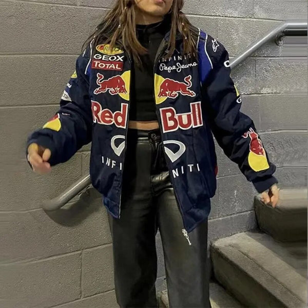 Trendige Redbull F1 Racing Jacke im Vintage-Stil, amerikanische Retro-Mode