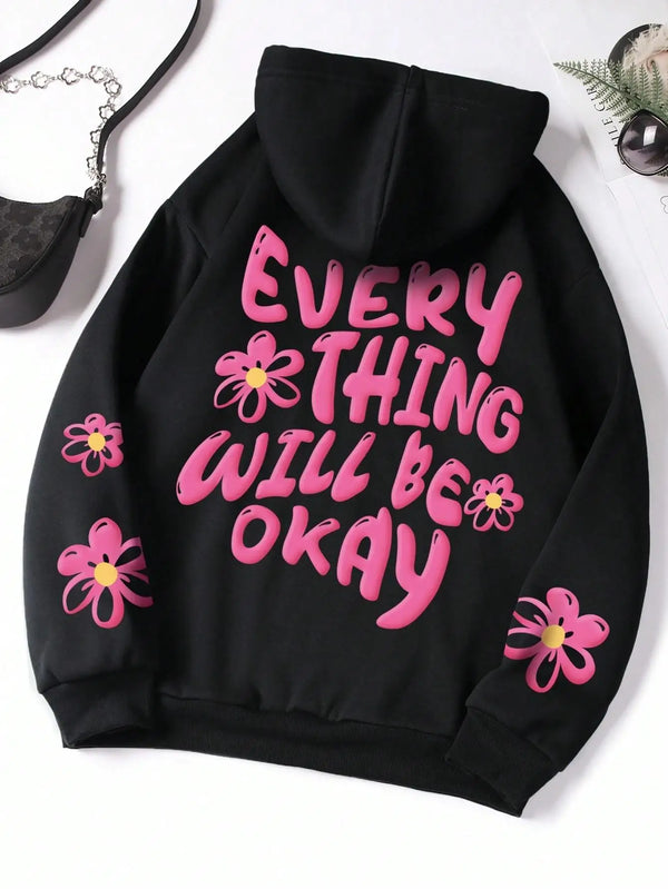 "Everything Will Be Okay" Oversized Fleece Hoodie