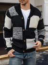 Mens Plaid Cardigan Sweater Colorblock Knit Jacket Fall Winter