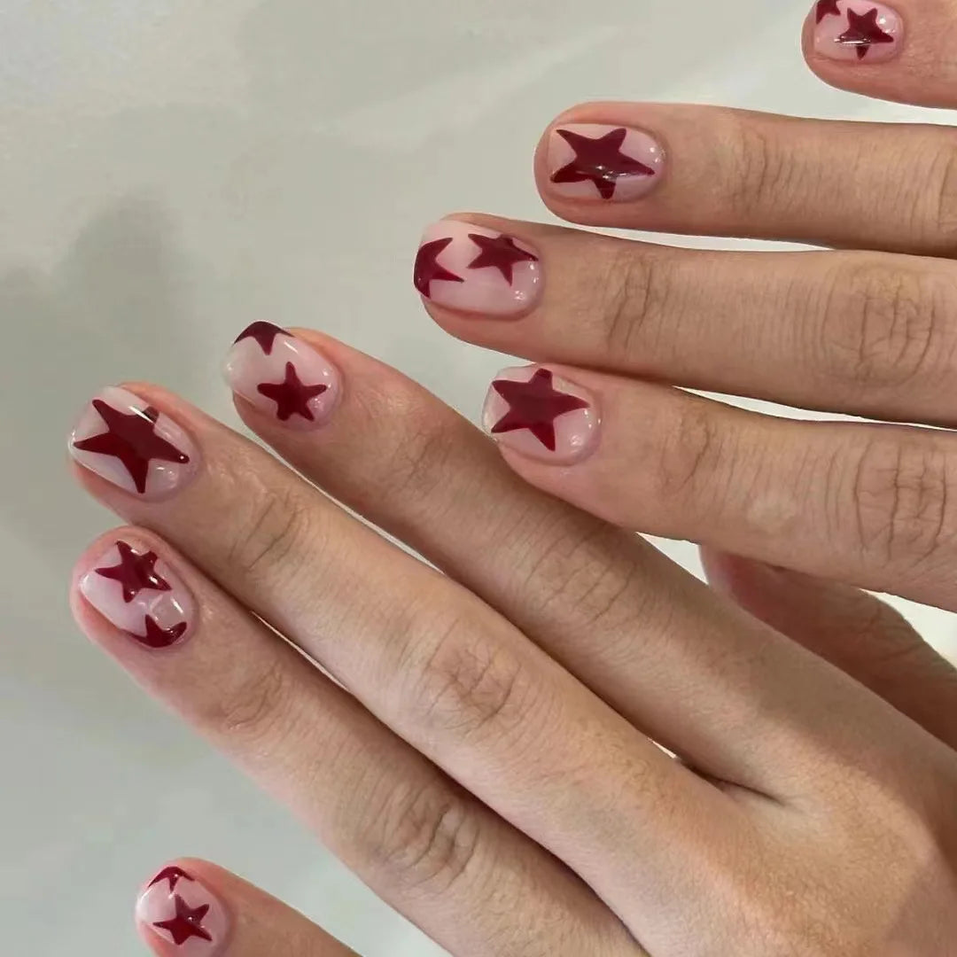 Red Starry Nail Art
