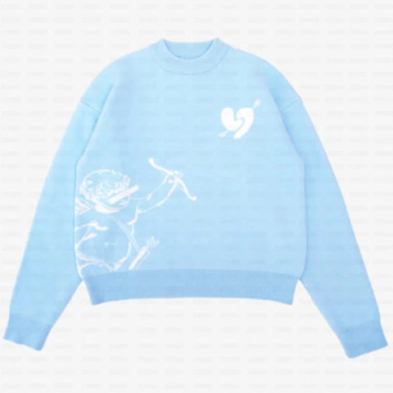 Gothic Punk Harajuku Knitted Sweater Women Retro Wool Pullover