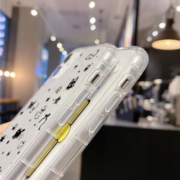 Transparent Cute Cat Phone Case For iPhone Shockproof Silicone Cover