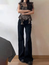 Low Waist Flared Jeans Women Retro Micro Flare Wide Leg Pants