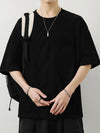 Mens Oversized Contrast Color Tee Cotton Hip Hop Streetwear Shirt