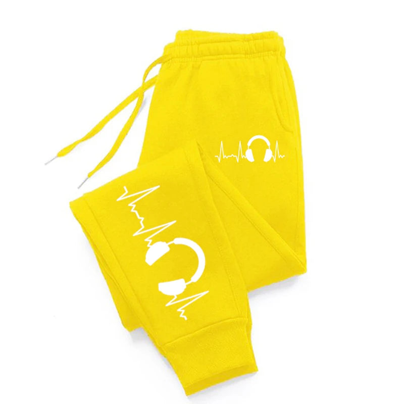 Women's Music Print Sweatpants Loose Fit Casual