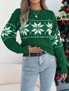 Womens Snowflake Christmas Sweater Contrast Color Knit Pullover Winter