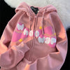 Hoodies Devil Horn Kawaii Cartoon Zip Oversized