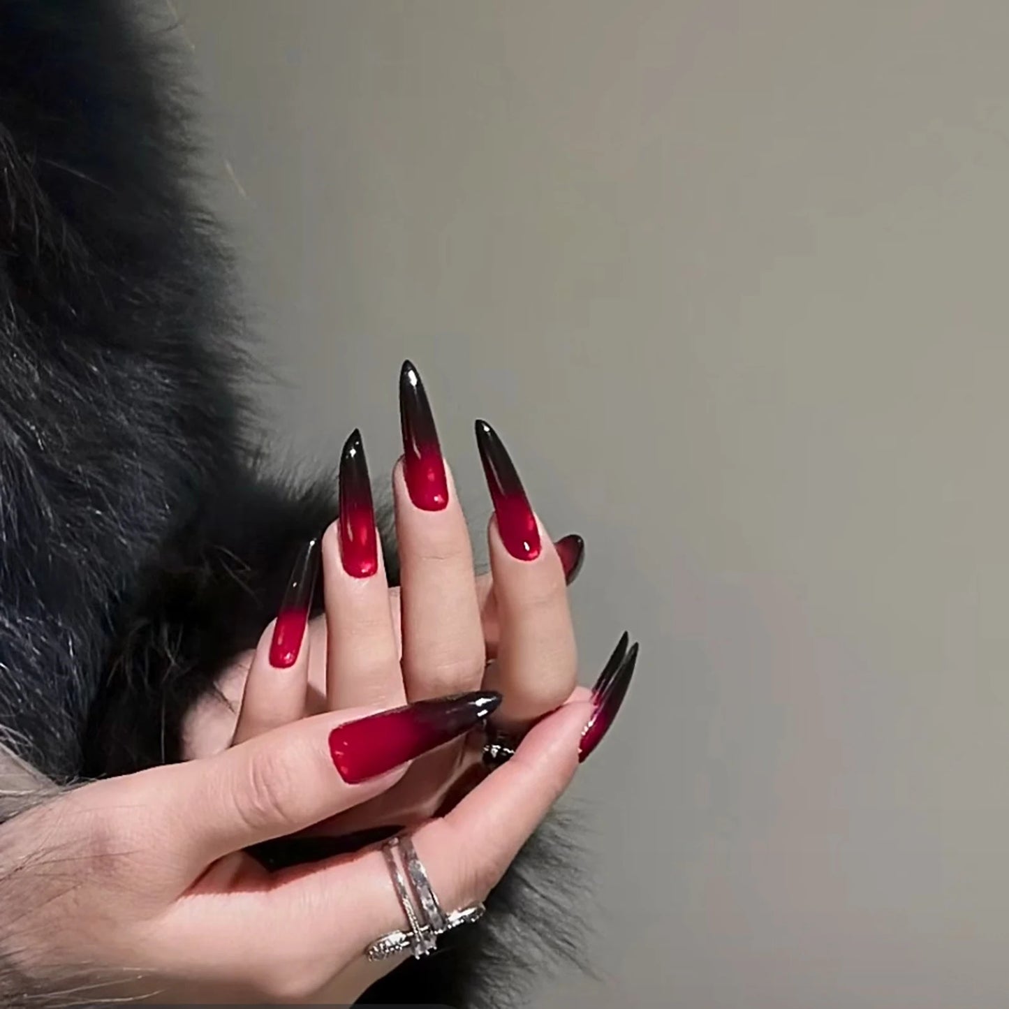 Fiery Red Stilettos Nail Art