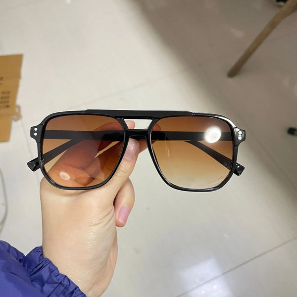 Vintage Square Sunglasses Men Big Frame UV400 Shades Fashion