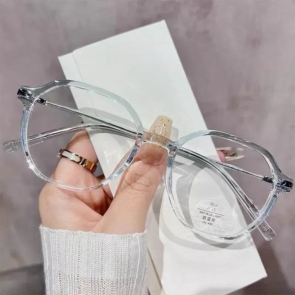 Vintage Square Glitter Glasses Women Anti Blue Light