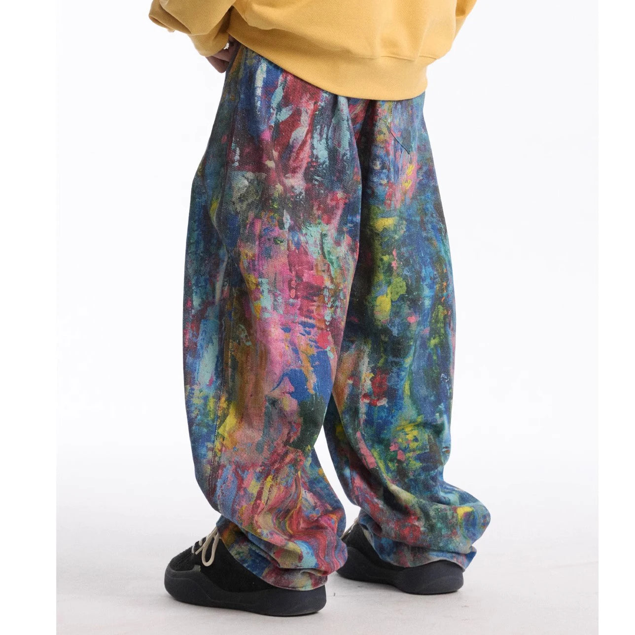3D Paint Splatter Wide Leg Men Jeans Streetwear