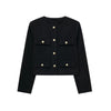 Women's Gold Button Jacket - Long Sleeve Coat Outerwear