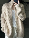 Turtleneck Cardigan Women Chunky Knit Wool Blend Sweater Plus Size