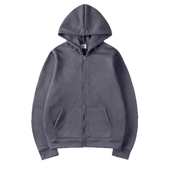 Oversized Zip Up Hoodie Women Warm Fleece Solid Fall Streetwear