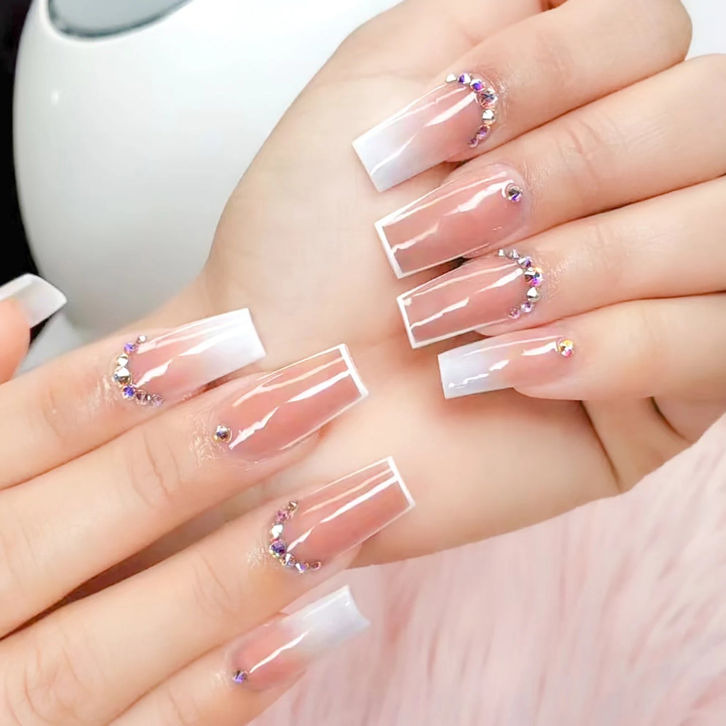 Mid Coffin Nails Gradient Pink Diamond Press-On