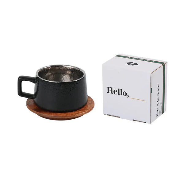 Ceramic Set Gift Box Gift Solid Wood Cup Coffee Mug Drinking Utensils 230ML