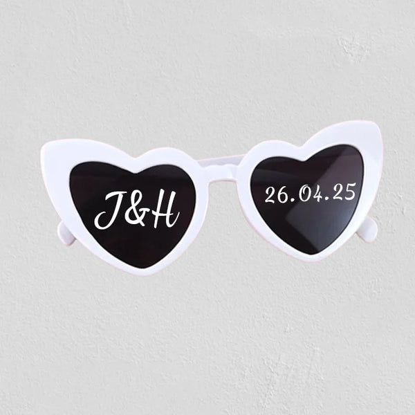 Personalised Text Wedding WhiteWedding Sunglasses Personalised Love Heart