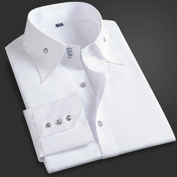 Men’s Korean Fit Executive Shirt – Long Sleeve Business Casual Office Wear (Spring Autumn)