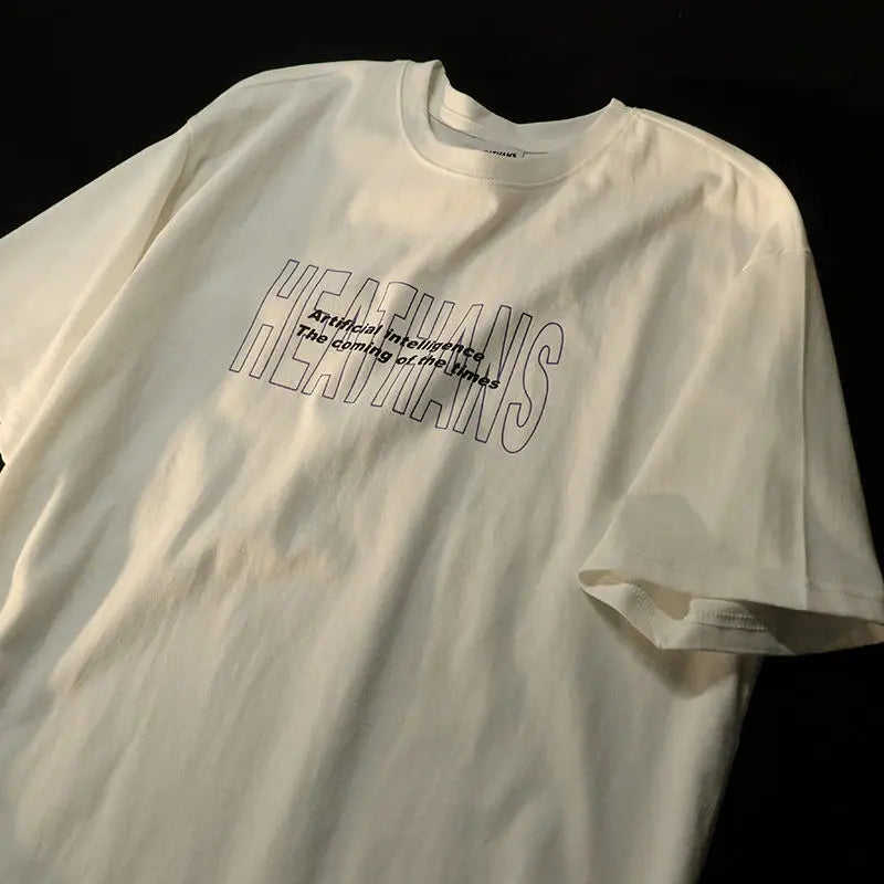 AI Slogan T-Shirt Men Futuristic Graphic Tech Streetwear