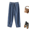 Blue Lyocell High Waist Wide Leg Denim Pants for Women