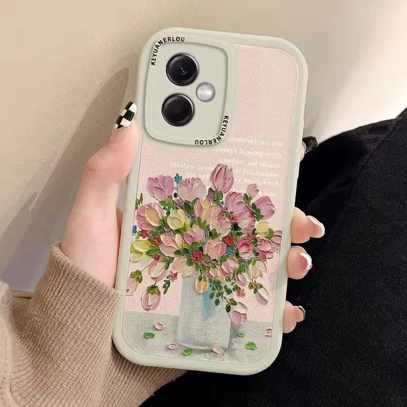 Soft Luxtury Flowers 3D Leather Phone Case For iPhone