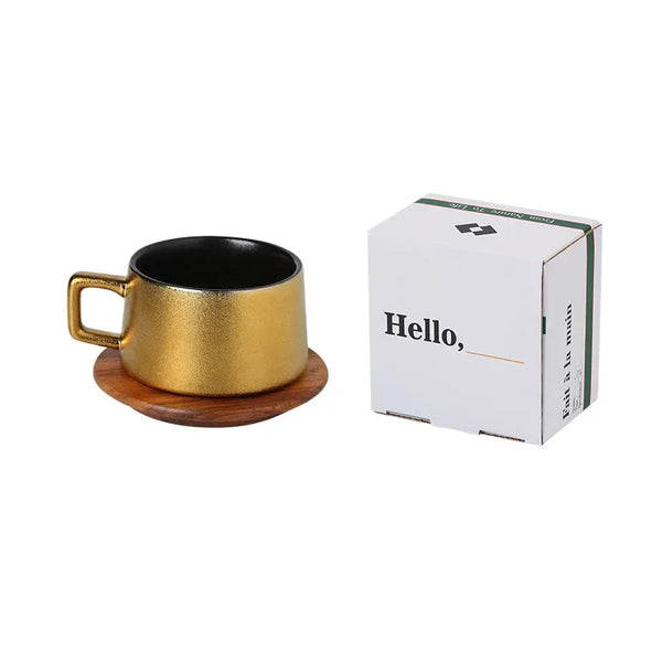 Ceramic Set Gift Box Gift Solid Wood Cup Coffee Mug Drinking Utensils 230ML
