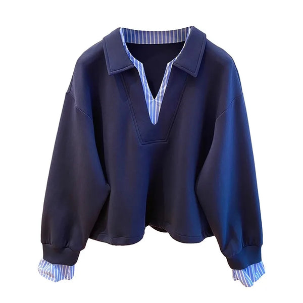 Women Oversized Hoodie Layered Look Loose Sweatshirt Fall Winter