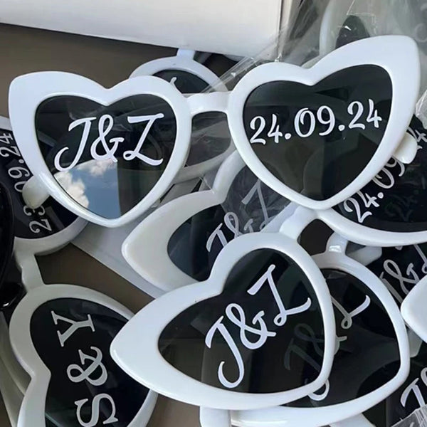 Personalised Text Wedding WhiteWedding Sunglasses Personalised Love Heart