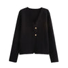 Women's V-Neck Button Jacket - Long Sleeve Outerwear Top