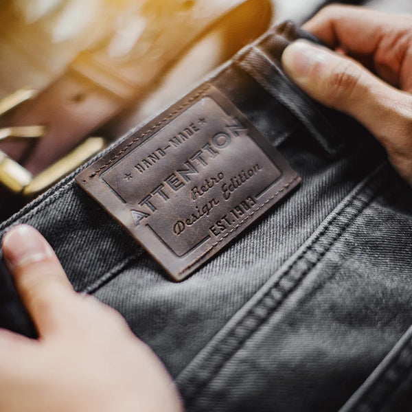 Maden Heavyweight Denim Jeans Washed Gray Straight Tapered Leg Fit