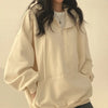 Oversized Half Zip Hoodie Women Solid Harajuku Pocket Sweatshirt