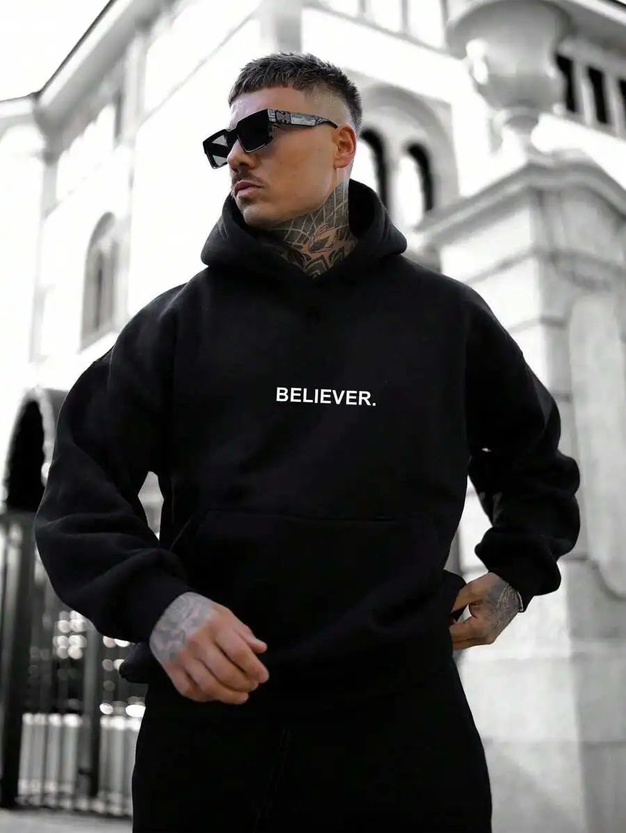 Believer Motivational Graphic Print Hoodie