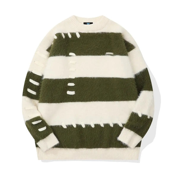 Unisex Y2K Sweater Oversized Crew Neck Retro Knit Couples Matching