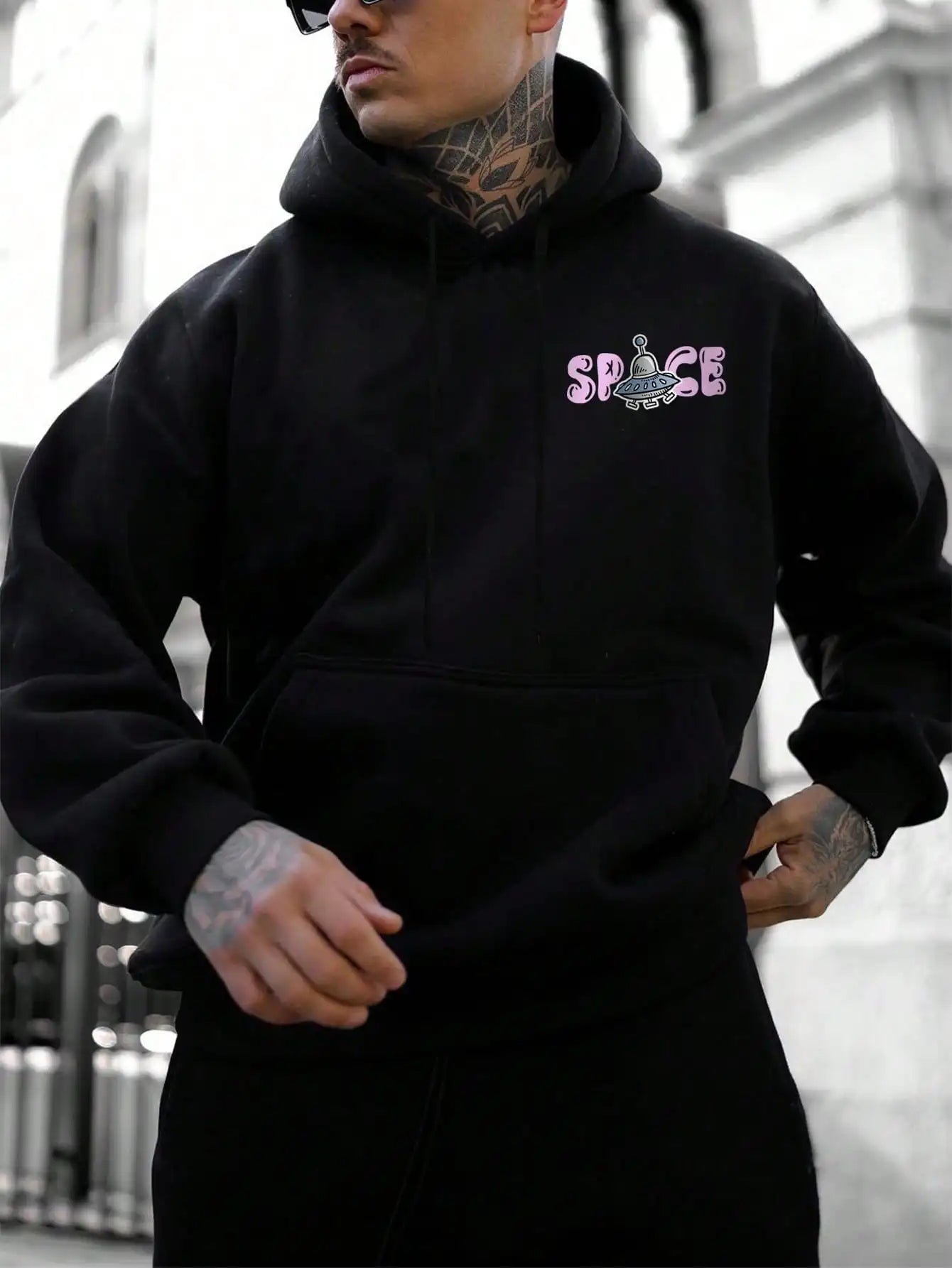 Astronaut Print Fleece Hoodie