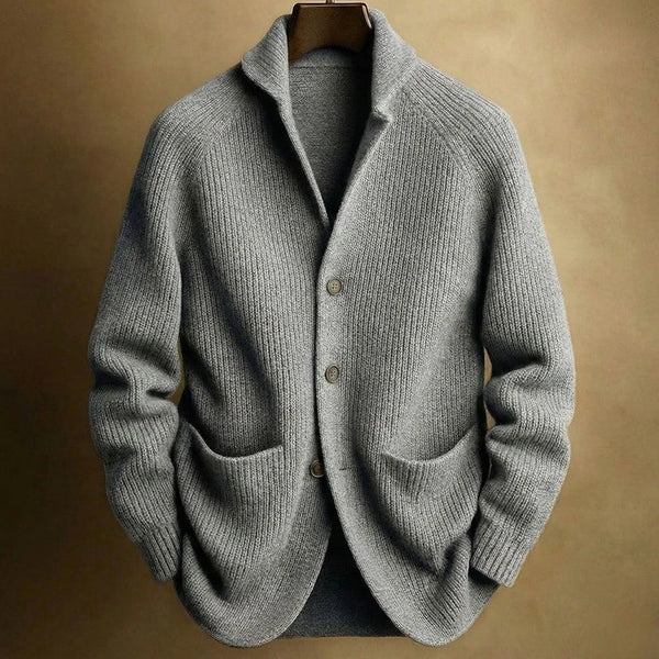 Mens Vintage Knit Cardigan Sweater Jacket Slim Fit Collared 2026