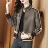 Plaid Patchwork Jacket Women Loose Fit Zipper Coat Spring Fall