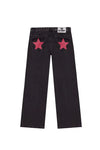 Y2K Black Baggy Jeans Women Star Sequin Rivet Washed Denim