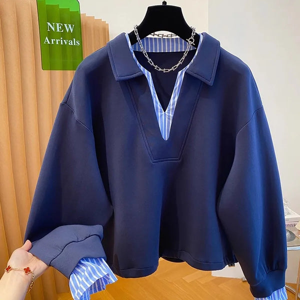 Women Oversized Hoodie Layered Look Loose Sweatshirt Fall Winter