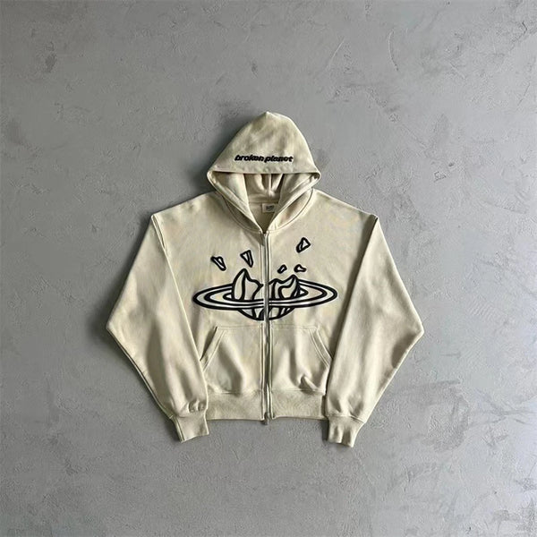 Gothic Star Print Hoodie – Oversized Y2K Winter Streetwear