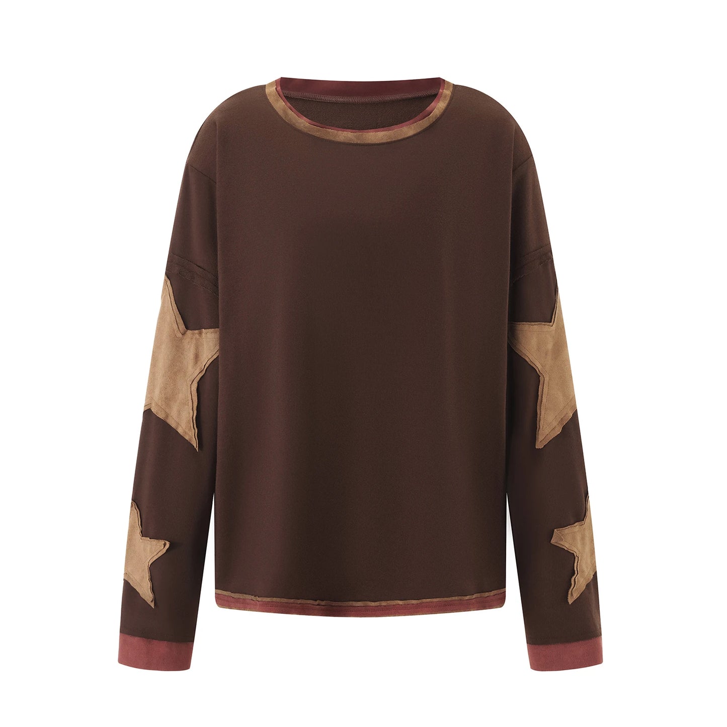 Women’s Retro Contrast Patchwork Hoodie Grunge Loose Pullover Top