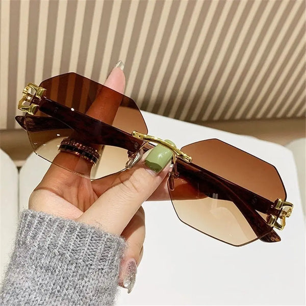 Rimless Steampunk UV400 Metal Sunglasses