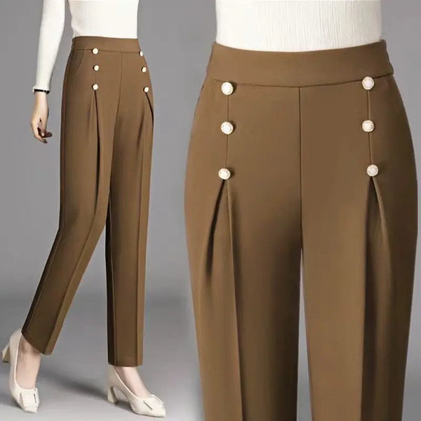 Womens High Waist Dress Pants Slim Fit Elastic Work Trousers Casual