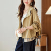 Womens Cropped Hooded Jacket Cotton Blend Loose Casual Spring Top