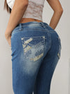 Y2K Light Wash Flared Jeans Women 90s Retro Denim Pants