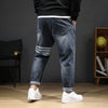 Trendy 8XL Men’s Striped Print Jeans Casual Stretch Denim Plus Size