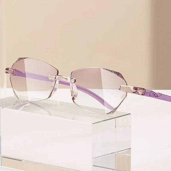 Rimless Luxury Reading Glasses Diamond Design