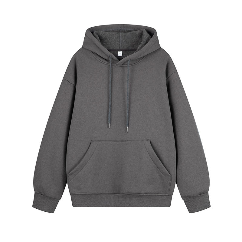 Hoodie Sweatshirt Mann Verdickung Casual Lose Sportswear Einfarbig Plüsch